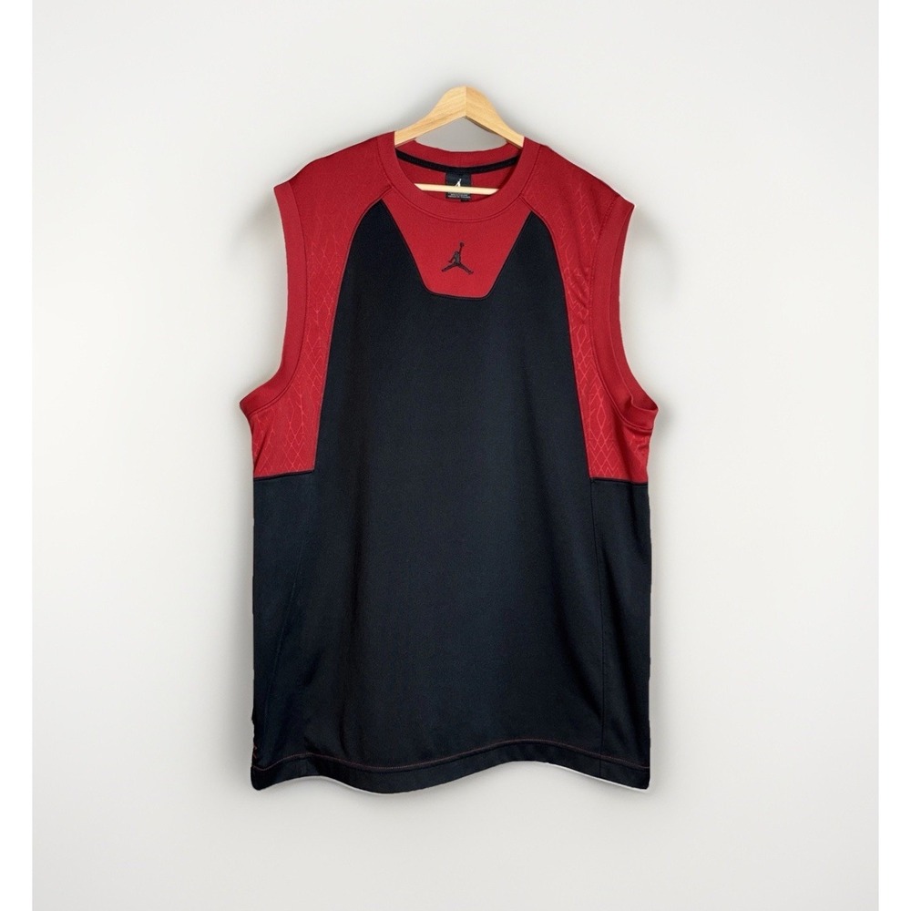 Vintage Jordan # 23 Sleeveless Shirt Size Large Black & Red